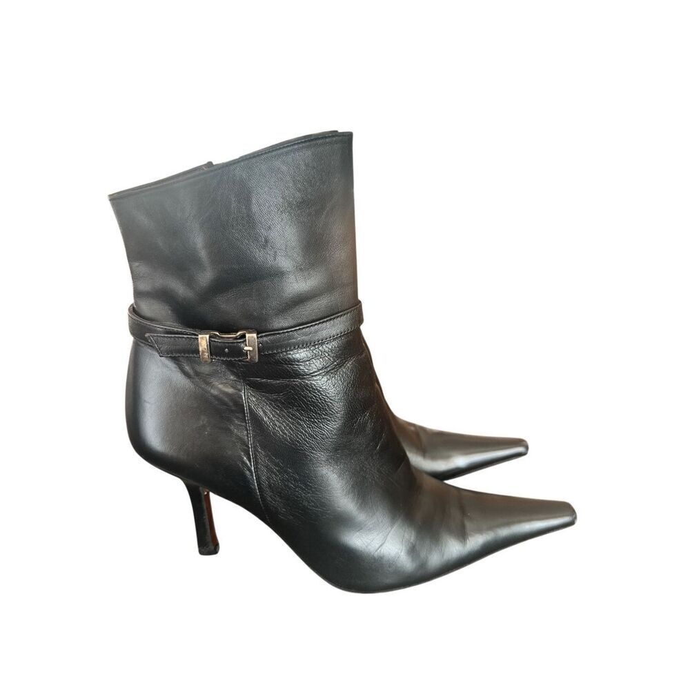 Albert Nipon Black Leather Boots Shoes Size 8.5 - image 7